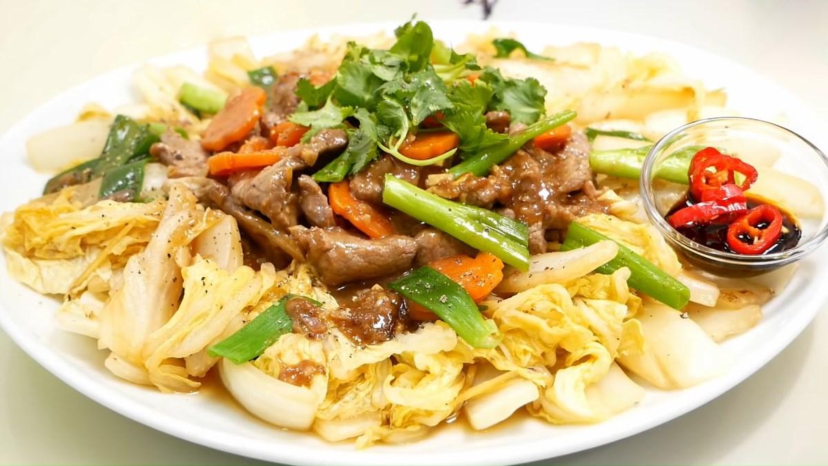 cải thảo xào thịt bò