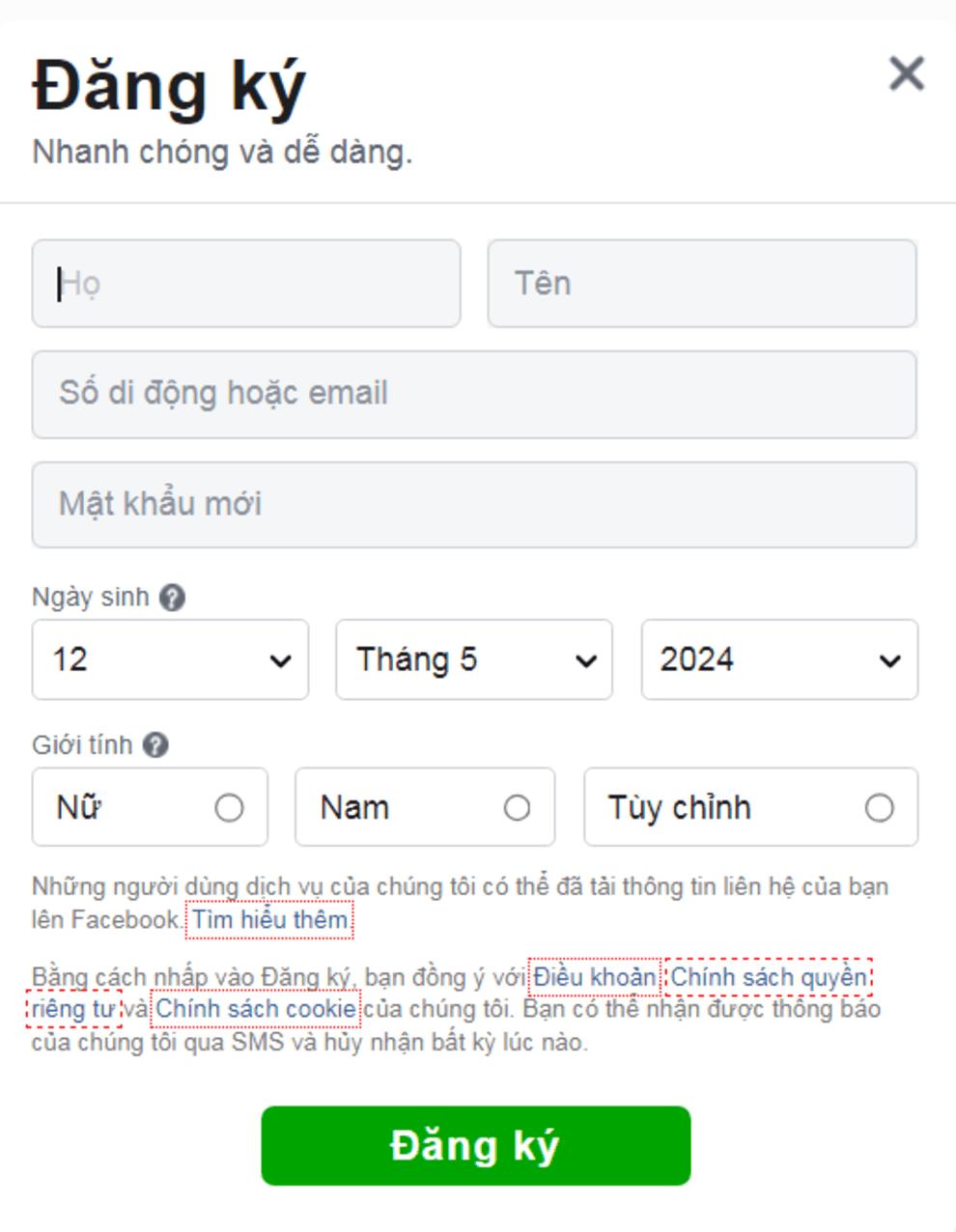 Cách tạo Facebook